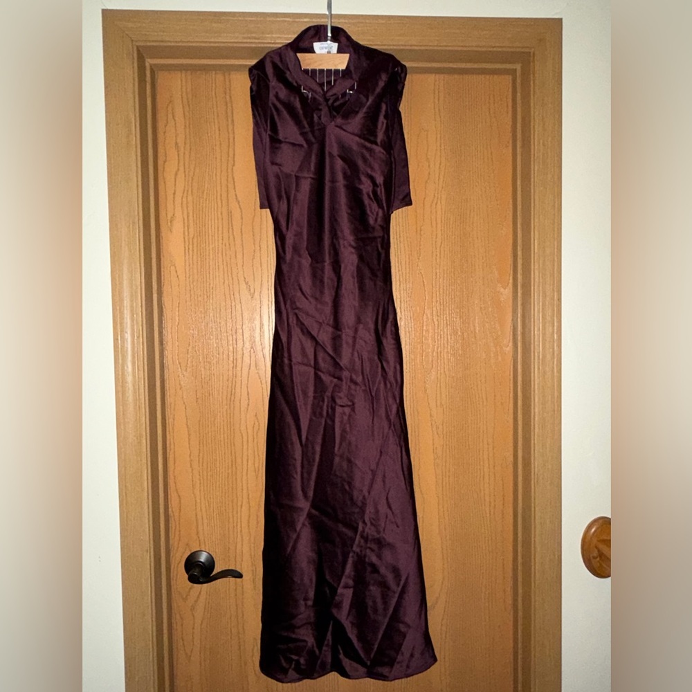Off-White Crossover-Strap Satin Maxi Dress